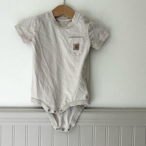 Carhartt 12 Months Cream Pocket Onesie Bodysuit